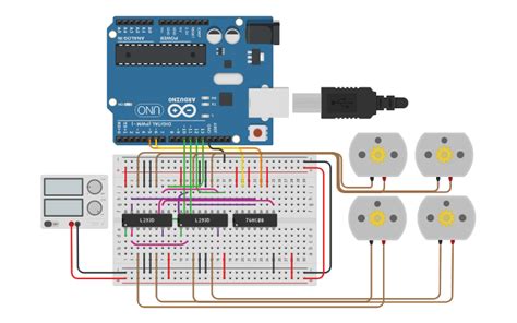 Circuit Design Motor Control Using L293d Driver Tinkercad