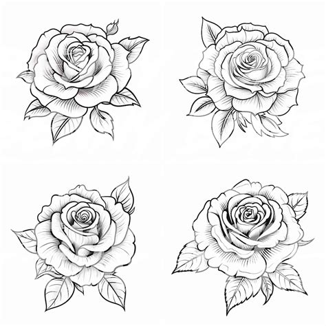 Rose Tattoo Stencil 4 Pack - Etsy