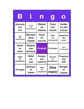 R Gles De Classe En Jeu De Bingo By Fsl Fun Et Facile Tpt