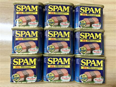 Yahooオークション 沖縄 減塩 スパムポーク 9缶セット Spam