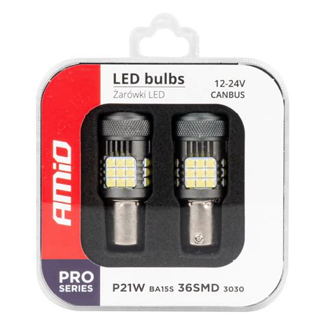 Sijalice LED P21W R10W R5W Canbus 12 24V 36 SMD 2 Kom Amio 03722