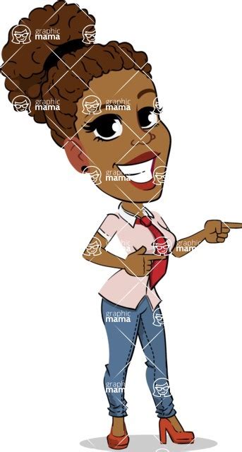 Flat Cartoon African American Girl Pointing With Both Hands Graphicmama