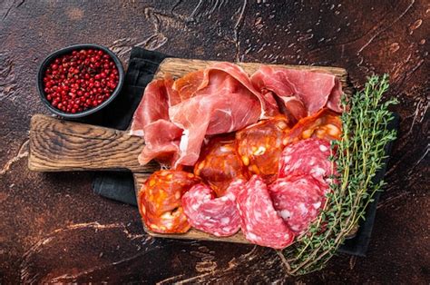 Premium Photo Spanish Meat Tapas Salami Jamon Choriso Cured