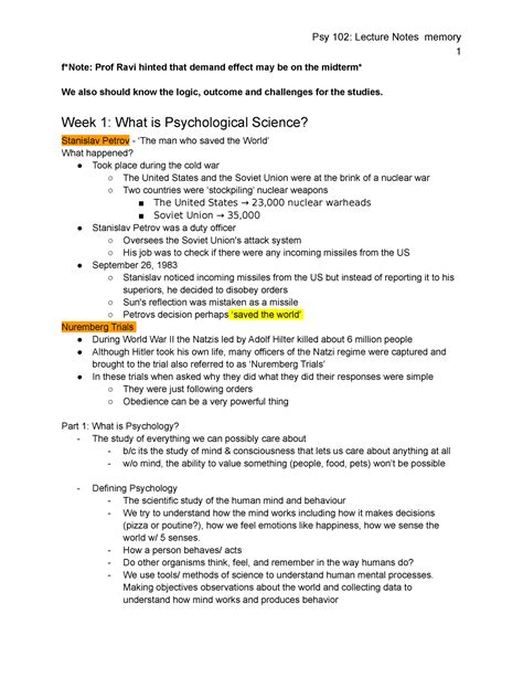 Psy 102 Midterm Notes 1 Fnote Prof Ravi Hinted That Demand Effect