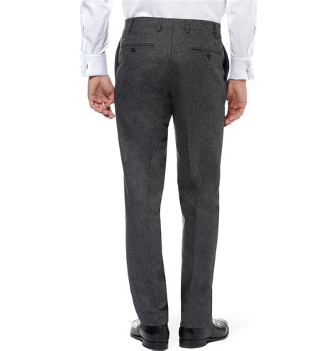 Canali Slim Fit Wool Flannel Trousers In Gray For Men Lyst