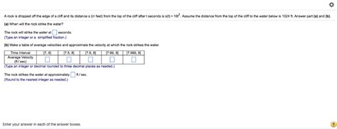 Solved A Rock Is Dropped Off The Edge Of A Cliff And Its Chegg