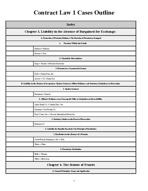 Ch 3 5 Midterm Cases Outline Contract Law 1 Cases Outline Index