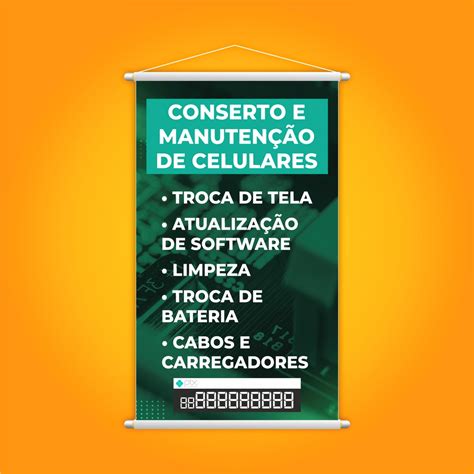 Banner Conserto Manutenção de Celulares Número Pix 60x40cm Elo7