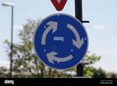 Mini Roundabout Road Sign A British Highway Code Sign A Round Circle