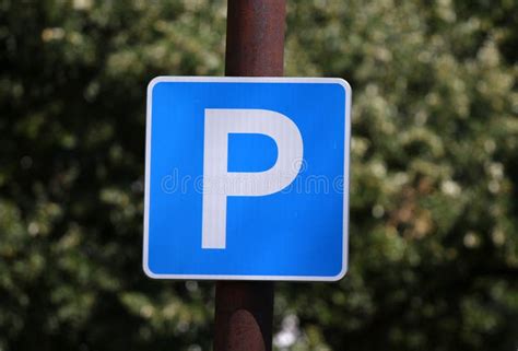 Parking Sign with Cloudy Blue Sky Background Stock Photo - Image of ...