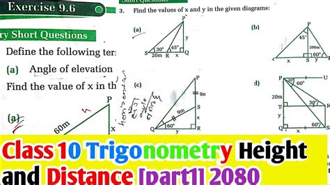 Class10 Optional Math Trigonometry Height And Distance Questions