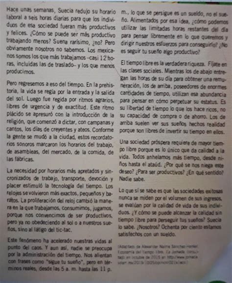 lee el editorial sobre el tiempo libre y expresó mi opinión sobre lo