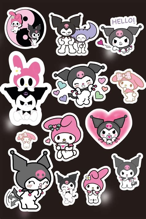 Anime Marketi Anime Sanrio Kuromi Kawaii Temalı Sticker Etiket Seti