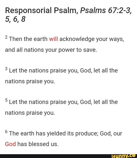 Responsorial Psalm Psalms Then The Earth Will Acknowledge