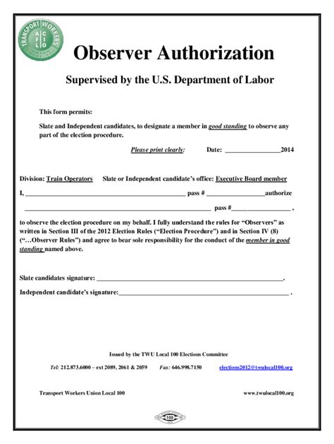 Fillable Online Observer Authorization Fax Email Print PdfFiller