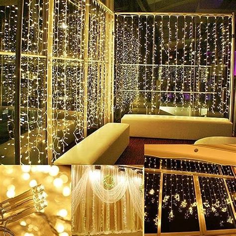 Image Solar Curtain Lights 8 Modes 98x98 Feet Solar String Lights For Wedding Party Home