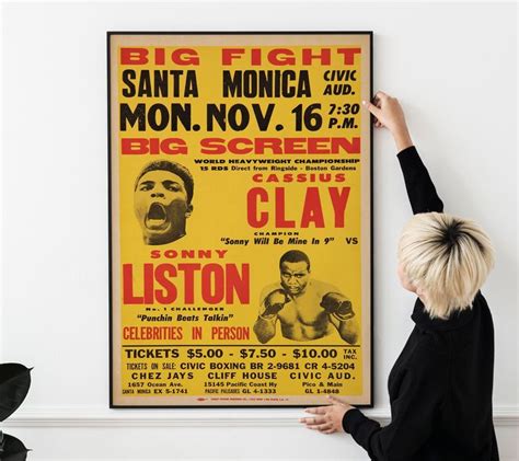 1964 Cassius Clay Muhammad Ali Vs. Sonny Liston Fight Poster - Etsy in ...