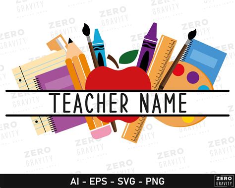 Teacher Svg Custom Teacher Name Svg Printable Teacher Name Etsy