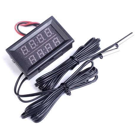 Dual Red Led Digital Display Thermometer Waterproof Temperature Sensor 056 Inch In Temperature