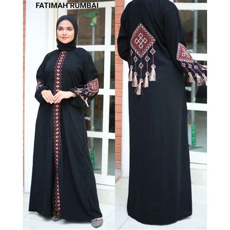 Jual Gamis Bordir Exclusive Fatimah Rumbai Abaya Turkey Bahan Original