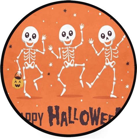 GZHJMY Funny Skeleton Round Area Rug For Living Dining Room Bedroom