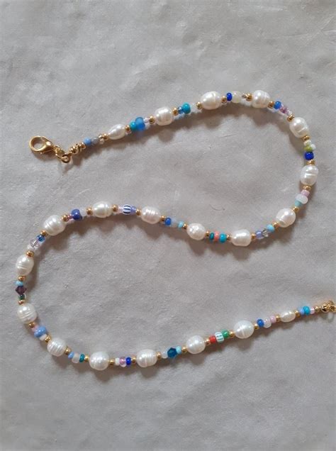 Freshwater Pearl And Seed Beads Necklace Real Pearl And Beads Necklace Beaded Necklace Pearl