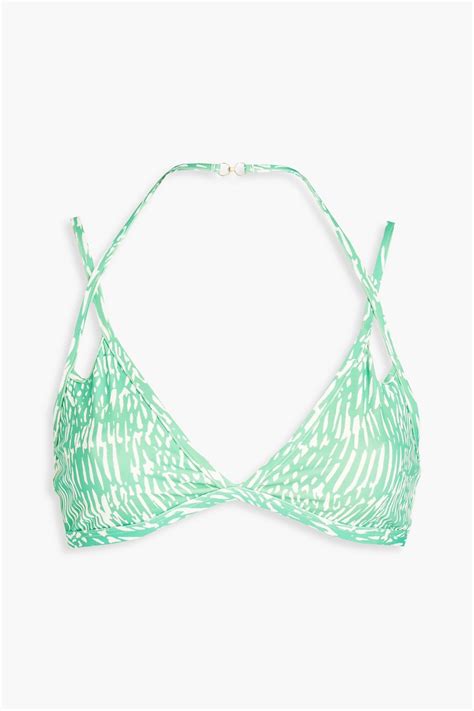 Simkhai Aliana Printed Triangle Bikini Top The Outnet