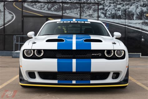 Dodge Challenger White With Blue Stripes