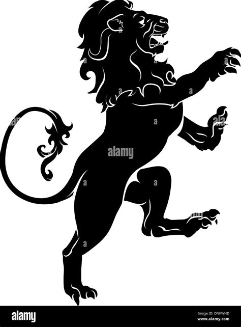 Illustration Of A Heraldic Rampant Lion On Hind Legs Like Those Found