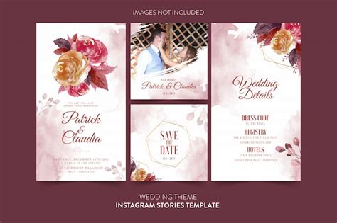 Premium Vector Instagram Template For Wedding Invitation Card With