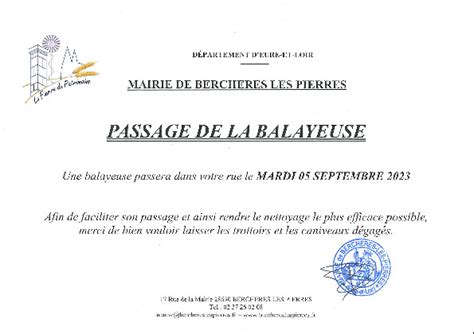 BALAYAGE DES RUES MARDI 05 SEPTEMBRE