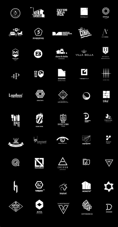 Black And White Logos Are Displayed On A Dark Background With The