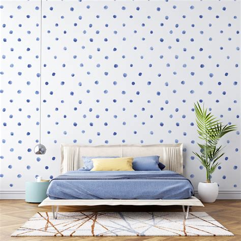 Blue Polka Dot Wallpaper Peel and Stick Wallpaper Removable - Etsy