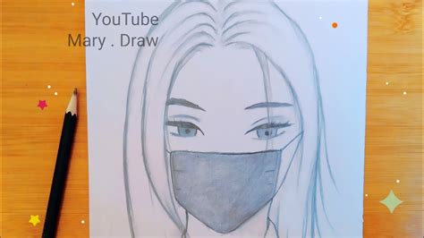 رسم انمي رسم انمي بنت ترتدي كمامة بطريقة سهلة جدا للمبتدئين رسم انمي