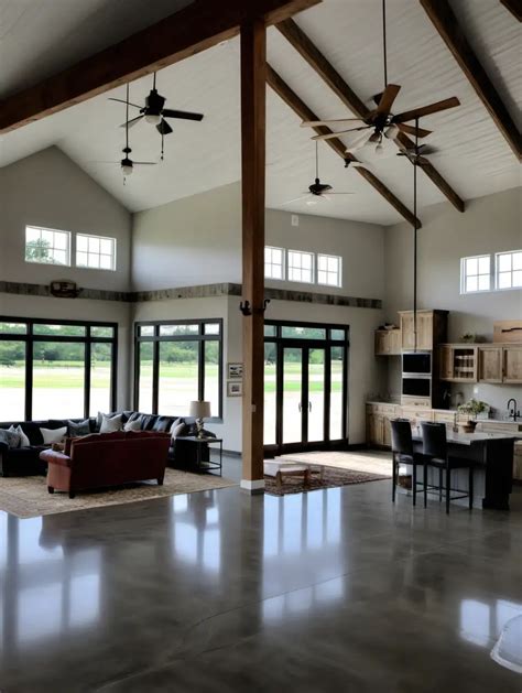 Rustic Barndominium Home Farmhouse Charm With Kitchen And Living Room