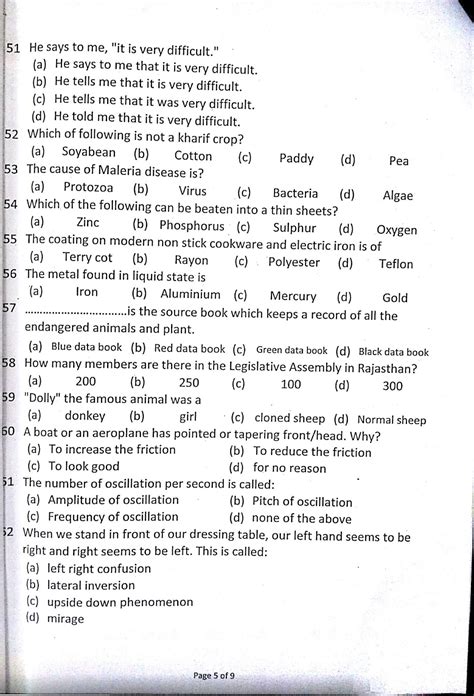 Previous Year Question Paper For Class Ix Entrance Exam As Sample