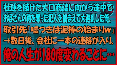 【感動する話】社運を賭けた大口商談に向かう途中でお婆さんの鞄を奪った犯人を捕まえて大遅刻した俺。取引先「嘘つきは泥棒の始まりw」 Youtube