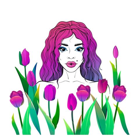 Premium Vector Drawing Beautiful Girls With Flowers