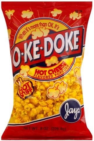 O Ke Doke Hot Cheese Flavored Popcorn Oz Nutrition Information Innit