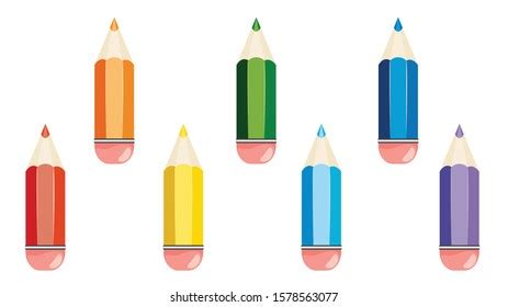 Set School Supplies Crayons Colored Pencils Stock Vector (Royalty Free ...