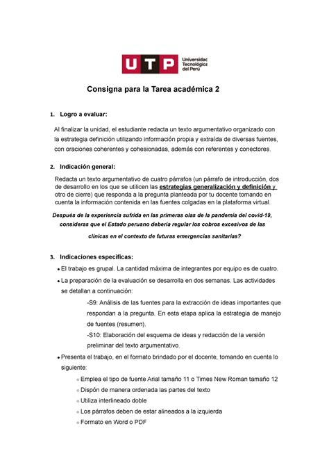 Ta Consigna Grupo Tarea Academica Consigna Para La Tarea