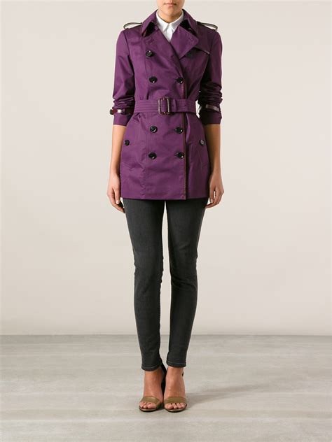 Lyst Burberry Belted Trench Coat In Purple