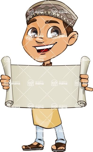 Muslim School Boy Cartoon Vector Character 112 Illustrations Sign 2 Graphicmama