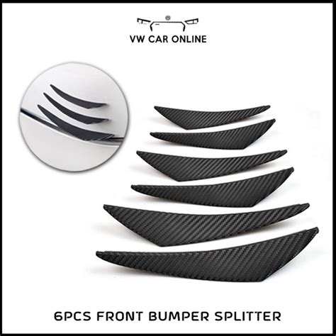 6Pcs Carbon Fiber Style Car Universal Canards Front Bumper Splitter