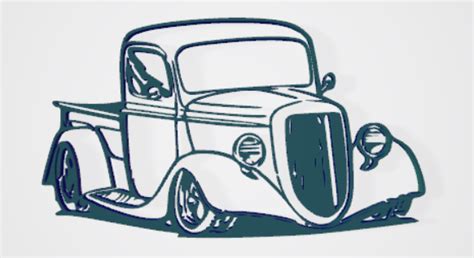 Vintage Hot Rod Truck Wall Art by AlanH007 | Download free STL model ...