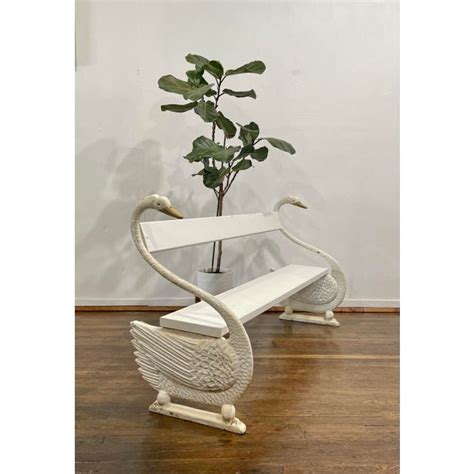 1840s White Cast Iron Swan Bench Chairish