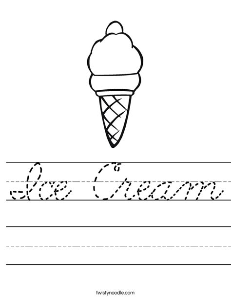 Ice Cream Worksheet Cursive Twisty Noodle