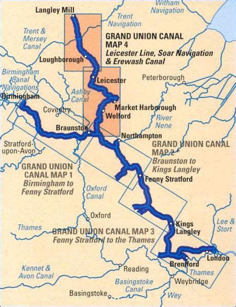 Grand Union Canal Map | Birmingham canal, Canal boat, Canal