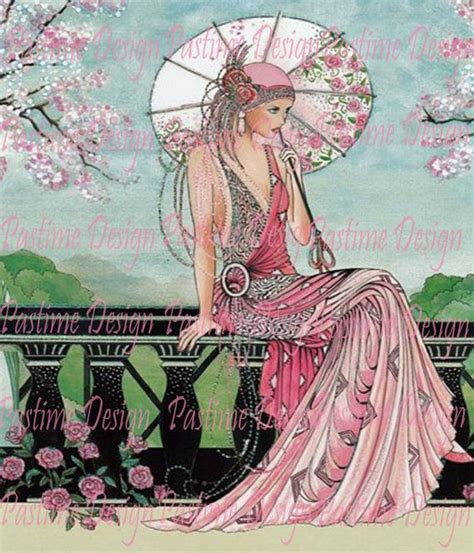 Vintage 1920s Lady In Pinkinstant Downloadvintage Etsy Art Deco