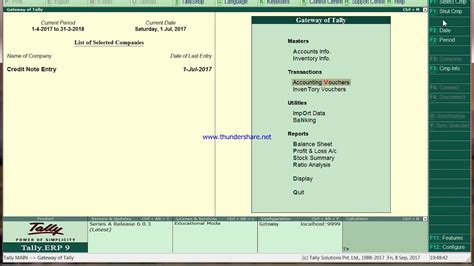 Gstr 1 Credit Note Entry In Tally Erp 9 Youtube